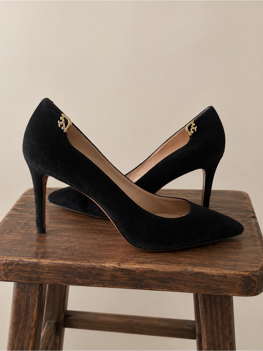 Tory Burch | Black Suede Leather Pointed Toe Pumps Heels Classic Formal Designer
